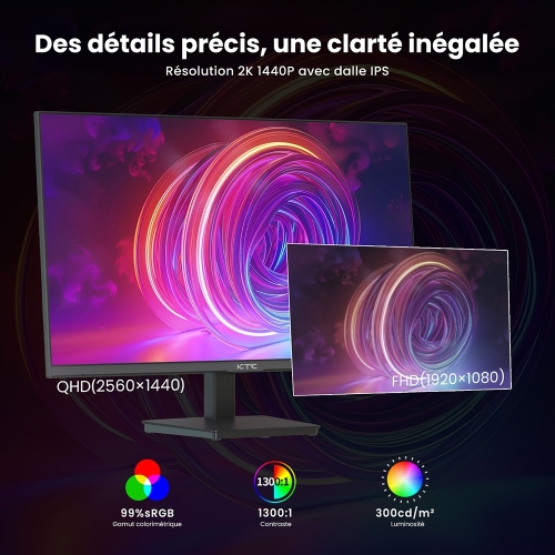 KTC H27T27 | Écran PC Bureau 27" 2K QHD, IPS, 100Hz, 1ms