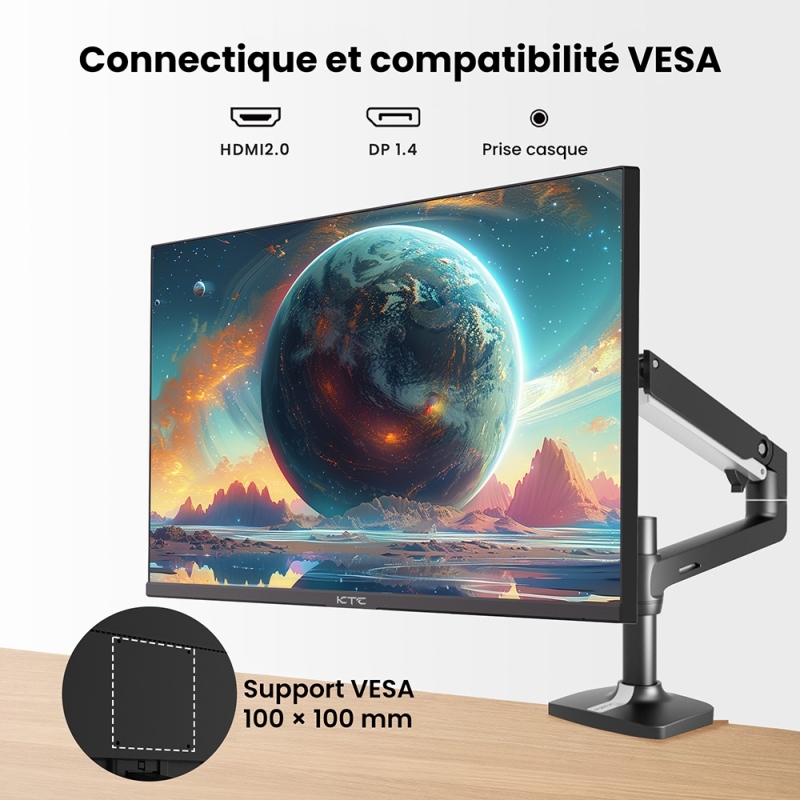 KTC H27T27 | Écran PC Bureau 27" 2K QHD, IPS, 100Hz, 1ms