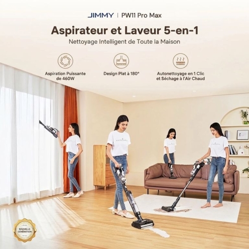 JIMMY PW11 Pro Max | Aspirateur Laveur Sans Fil 5-en-1 460W