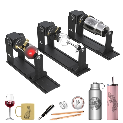 Mecpow G5 Rouleau de rotation laser, inclinable à 90° avec mandrin 360° pour gravure laser 2