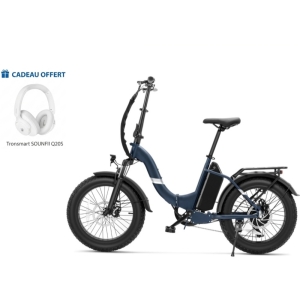 Touroll S2 Pro Vélo Électrique Pliant, Pneus 20"x4,0", Moteur 250 W, Batterie 48V 15Ah, 25 km/h, 150 km - Bleu