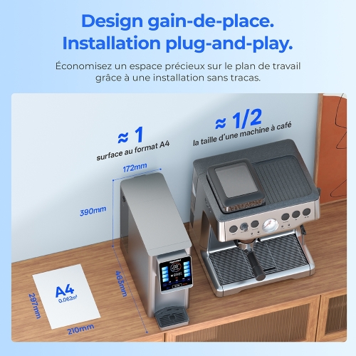 Hydrofast W100 Purificateur d'eau pour comptoir – 8 températures, filtration 6 étapes RO + UV, réservoir 4 L
