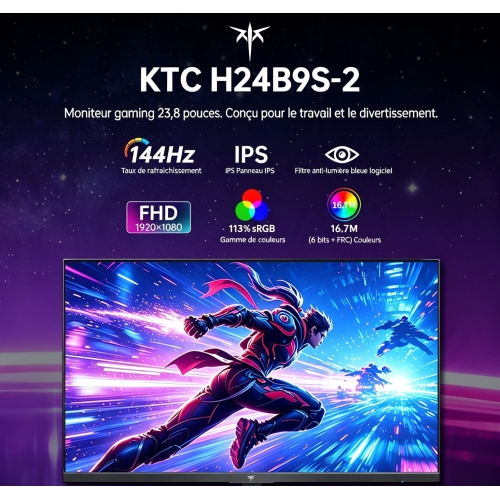 KTC H24B9S-2 Écran Gamer 23,8 pouces IPS 144 Hz Full HD