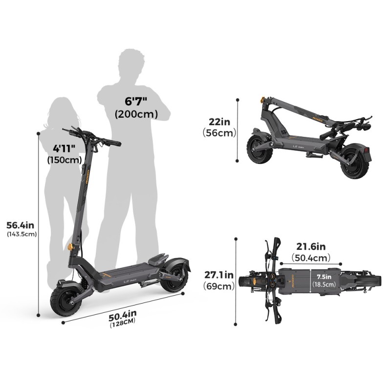 Trottinette électrique Ausom L2 Max à double moteur - Prise EU  Gris foncé 