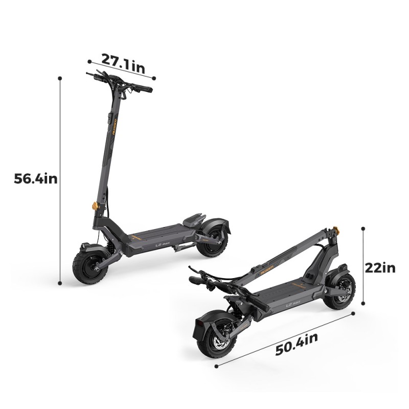 Trottinette électrique Ausom L2 Max à double moteur - Prise EU  Gris foncé 