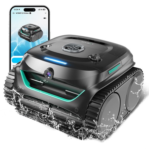WYBOT C2 Vision Robot Aspirateur de Piscine Sans Fil  Détection de Débris avec Caméra IA  Nettoyage Complet 8-en-1  Filtrati