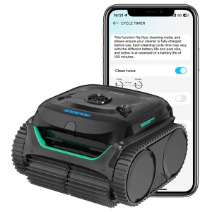 WYBOT C2 Robot de Piscine Sans Fil, Nettoyage Parois & Ligne d'eau, Double Filtration, 180 min d'Autonomie