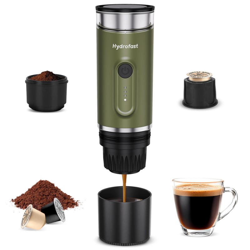 Machine à expresso portable Hydrofast PO-100  alimentée par batterie 9600mAh  pression de 20 bars  machine à café 2-en-1 po