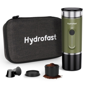 Hydrofast PO-100 Machine à Expresso Portable Électrique 15 Bars 2-en-1 - Vert Kaki