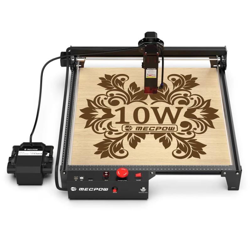 Mecpow X3 Pro Graveur Laser 10W avec Air Assist, Surface 410 × 400 mm, Haute Précision pour Bois et Acrylique