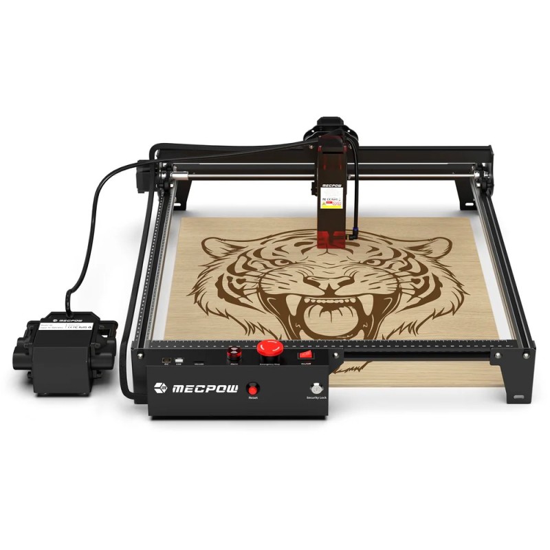 Mecpow X3 Pro Graveur Laser 10W avec Air Assist, Surface 410 × 400 mm, Haute Précision pour Bois et Acrylique