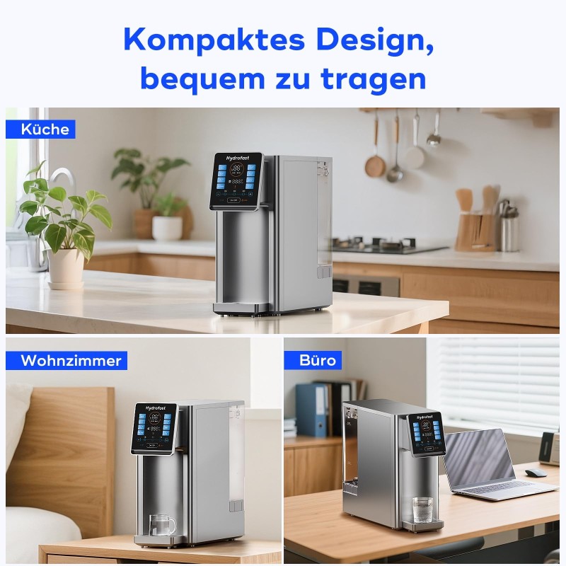 Hydrofast W100 Purificateur d'eau pour comptoir – 8 températures, filtration 6 étapes RO + UV, réservoir 4 L