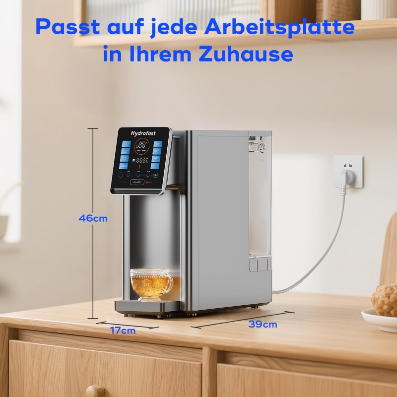 Hydrofast W100 Purificateur d'eau pour comptoir – 8 températures, filtration 6 étapes RO + UV, réservoir 4 L
