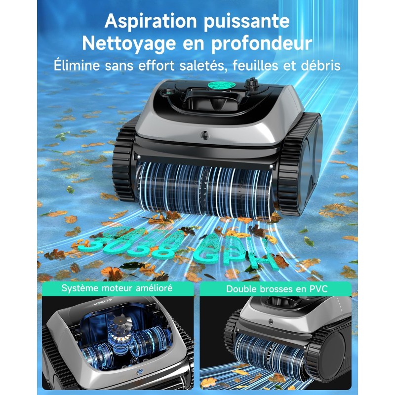 WYBOT C1 Nettoyeur de piscine robotisé sans fil  autonomie de 150 minutes  escalade des murs  planification intelligente