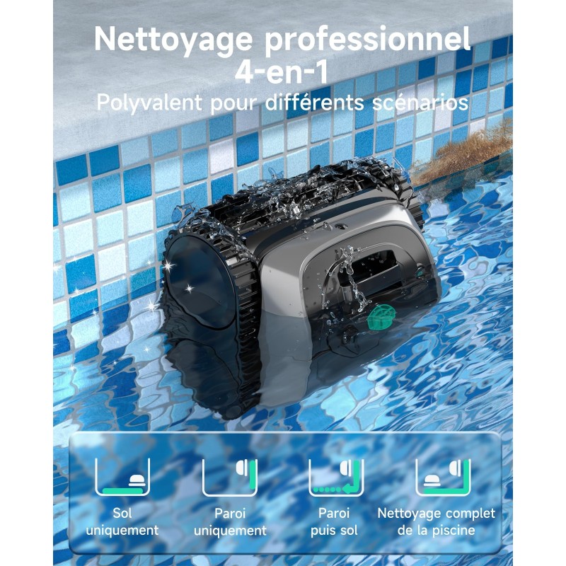 WYBOT C1 Nettoyeur de piscine robotisé sans fil  autonomie de 150 minutes  escalade des murs  planification intelligente