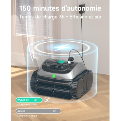WYBOT C1 Nettoyeur de piscine robotisé sans fil  autonomie de 150 minutes  escalade des murs  planification intelligente