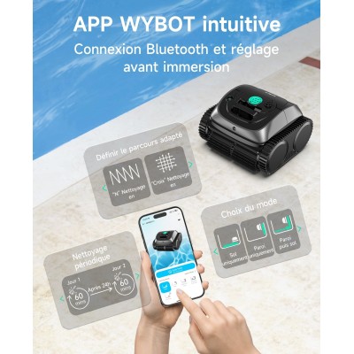 WYBOT C1 Nettoyeur de piscine robotisé sans fil  autonomie de 150 minutes  escalade des murs  planification intelligente