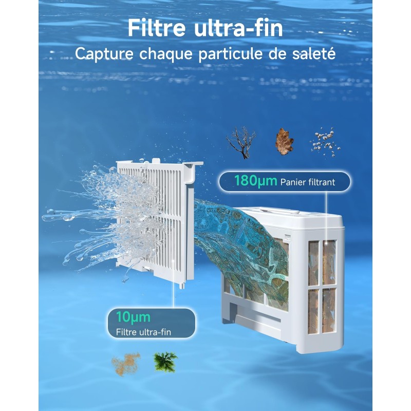 WYBOT C2 Robot de piscine sans fil – Nettoyage parois & ligne d'eau, double filtration, 180 min d'autonomie