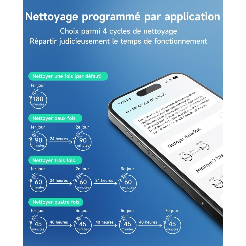 WYBOT C2 Robot de piscine sans fil – Nettoyage parois & ligne d'eau, double filtration, 180 min d'autonomie
