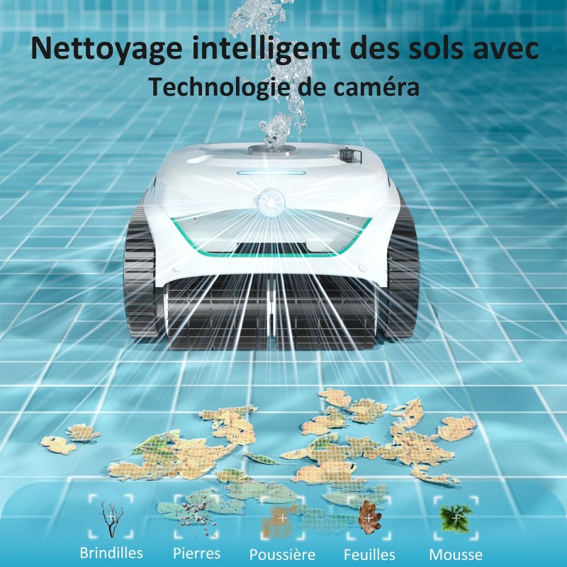 WYBOT C2 Vision Robot de piscine sans fil – Caméra IA, 8 modes, 180 min d'autonomie, double filtration