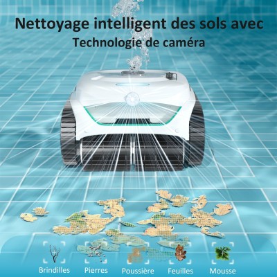 WYBOT C2 Vision Robot de piscine sans fil – Caméra IA, 8 modes, 180 min d'autonomie, double filtration