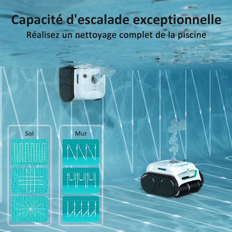 WYBOT C2 Vision Robot de piscine sans fil – Caméra IA, 8 modes, 180 min d'autonomie, double filtration
