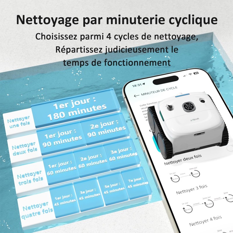 WYBOT C2 Vision Robot de piscine sans fil – Caméra IA, 8 modes, 180 min d'autonomie, double filtration