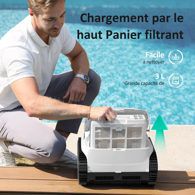 WYBOT C2 Vision Robot de piscine sans fil – Caméra IA, 8 modes, 180 min d'autonomie, double filtration