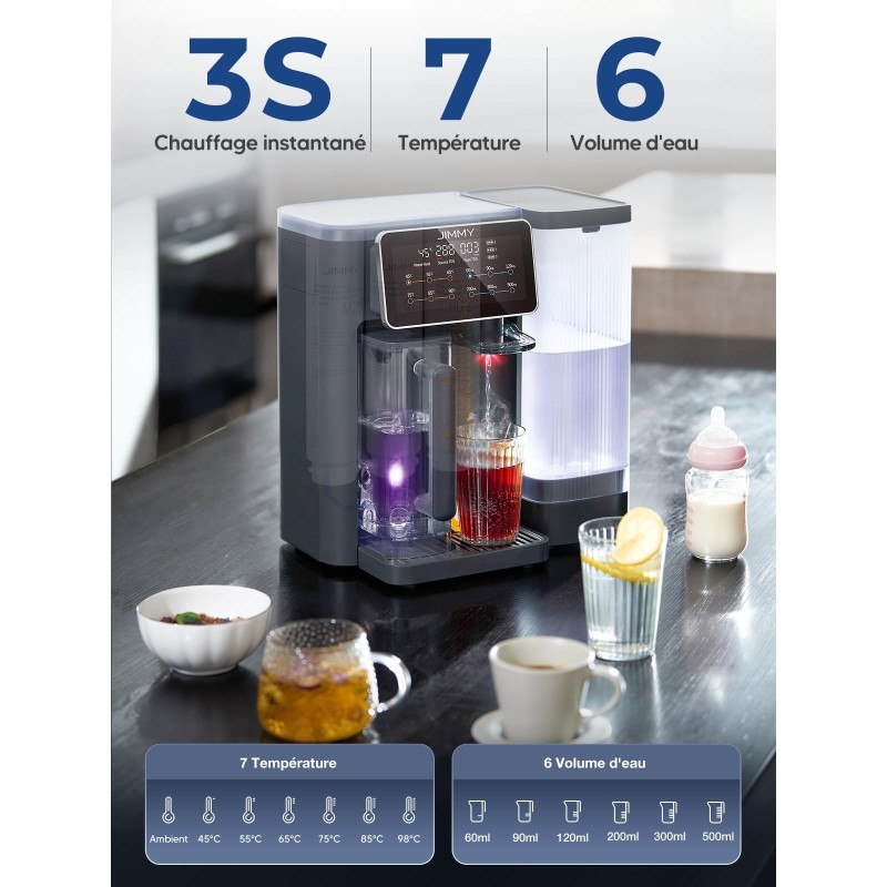 JIMMY R9 Purificateur d'eau par osmose inverse de comptoir purification en 7 étapes avec reminéralisation et stérilisation UV