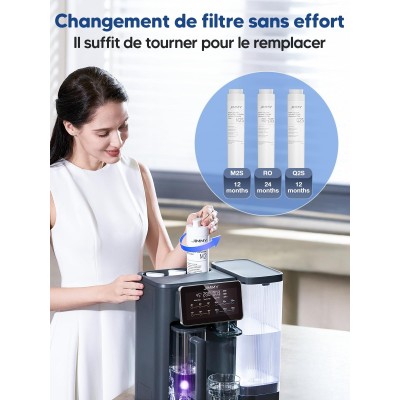 JIMMY R9 Purificateur d'eau par osmose inverse de comptoir purification en 7 étapes avec reminéralisation et stérilisation UV