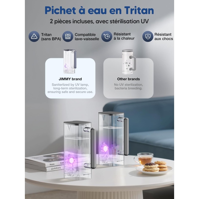 JIMMY R9 Purificateur d'eau par osmose inverse de comptoir purification en 7 étapes avec reminéralisation et stérilisation UV