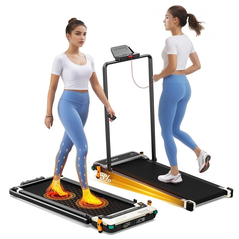 Tapis roulant pliable double face Akluer 520A-B avec poignée  moteur silencieux de 2 5 CV  vitesse maximale de 4 MPH  capacité d