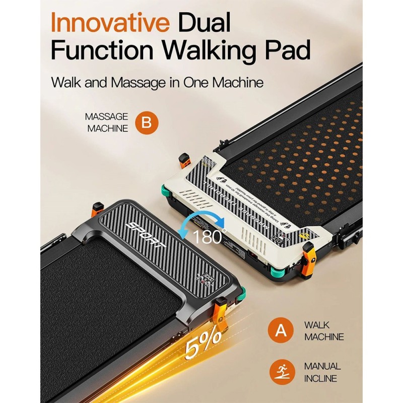 Tapis roulant pliable double face Akluer 520A-B avec poignée  moteur silencieux de 2 5 CV  vitesse maximale de 4 MPH  capacité d