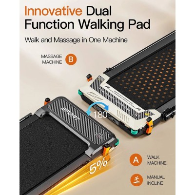 Tapis roulant pliable double face Akluer 520A-B avec poignée  moteur silencieux de 2 5 CV  vitesse maximale de 4 MPH  capacité d