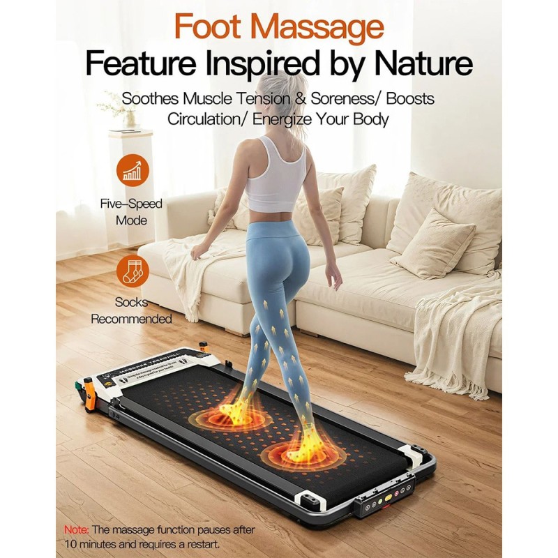 Tapis roulant pliable double face Akluer 520A-B avec poignée  moteur silencieux de 2 5 CV  vitesse maximale de 4 MPH  capacité d