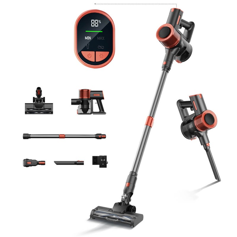 Aspirateur sans fil JIGOO C200  aspiration de 23 KPa  autonomie de 40 minutes  2 modes de fonctionnement  tube métallique télesc