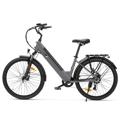 Touroll J2 ST Vélo de Ville Électrique, Pneus 26", Moteur 250W, Batterie 36V 15.6Ah, 25km/h, Autonomie 100km - Gris