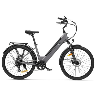 Touroll J2 ST Vélo de Ville Électrique, Pneus 26", Moteur 250W, Batterie 36V 15.6Ah, 25km/h, Autonomie 100km - Gris