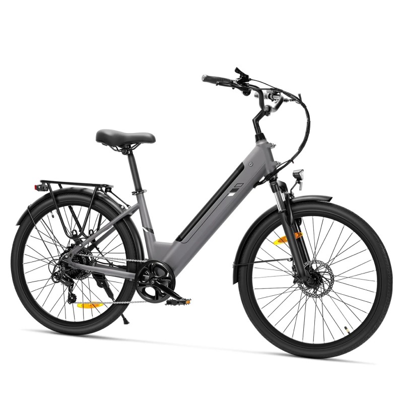 Touroll J2 ST Vélo de Ville Électrique, Pneus 26", Moteur 250W, Batterie 36V 15.6Ah, 25km/h, Autonomie 100km - Gris