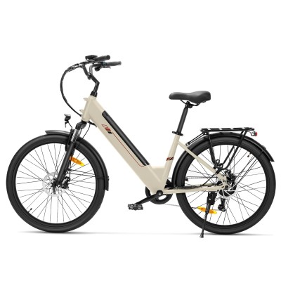 Touroll J2 ST Vélo de Ville Électrique, Pneus 26", Moteur 250W, Batterie 36V 15.6Ah, 25km/h, Autonomie 100km - Sable