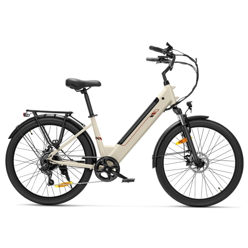 Touroll J2 ST Vélo de Ville Électrique, Pneus 26", Moteur 250W, Batterie 36V 15.6Ah, 25km/h, Autonomie 100km - Sable