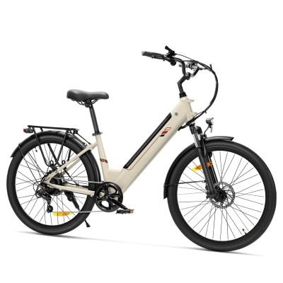 Touroll J2 ST Vélo de Ville Électrique, Pneus 26", Moteur 250W, Batterie 36V 15.6Ah, 25km/h, Autonomie 100km - Sable