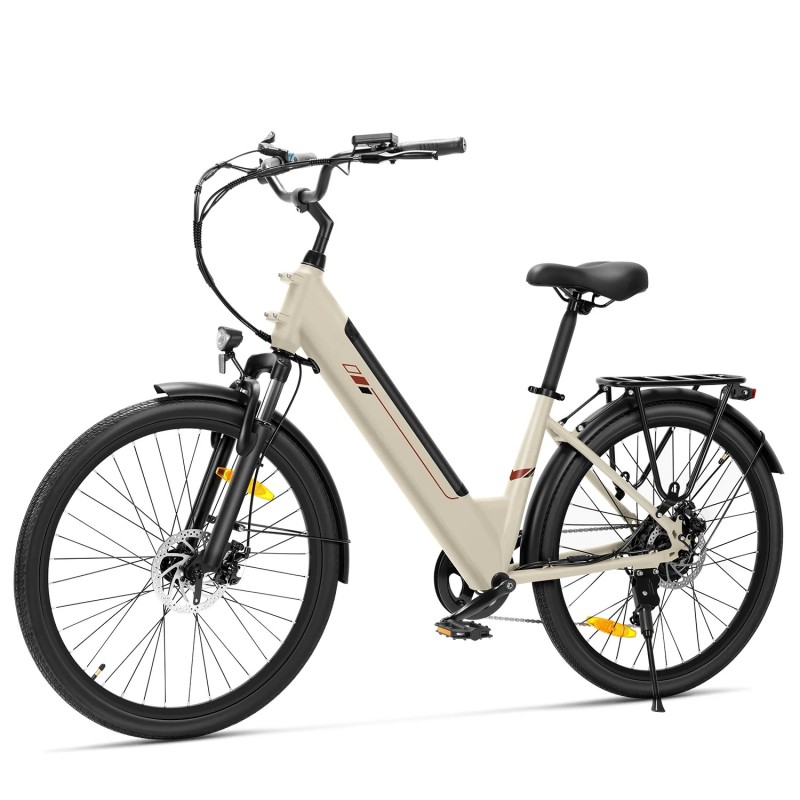 Touroll J2 ST Vélo de Ville Électrique, Pneus 26", Moteur 250W, Batterie 36V 15.6Ah, 25km/h, Autonomie 100km - Sable