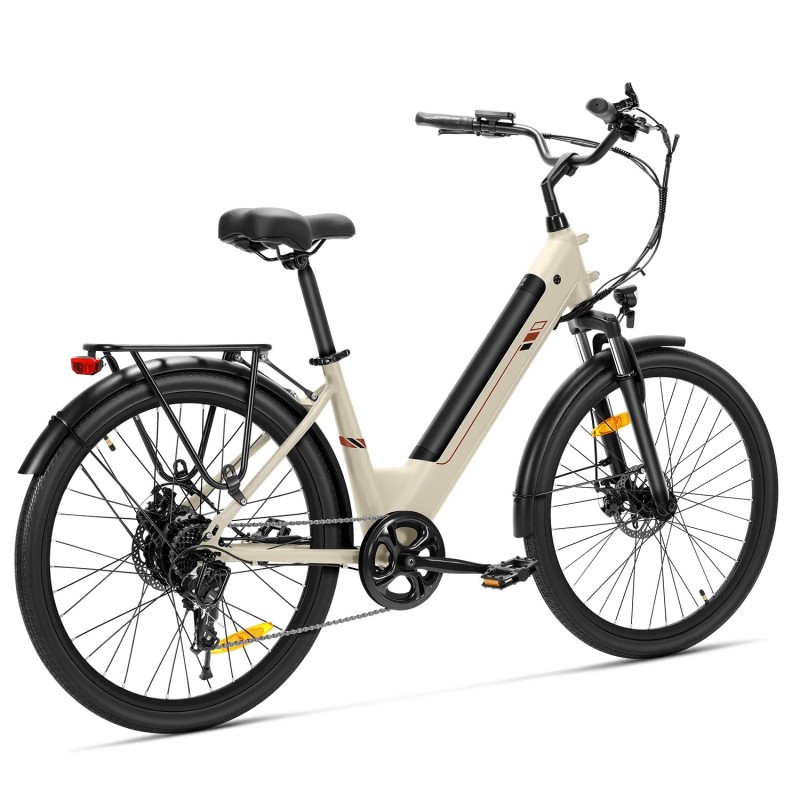 Touroll J2 ST Vélo de Ville Électrique, Pneus 26", Moteur 250W, Batterie 36V 15.6Ah, 25km/h, Autonomie 100km - Sable