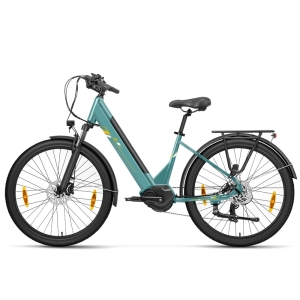 Touroll Urbano 3 Vélo électrique 27,5", moteur central 250 W, 36 V 13 Ah, autonomie 120 km, vitesse maximale 25 km/h, sarcelle