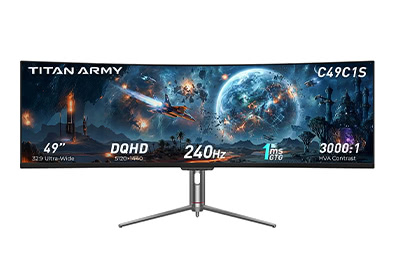 TITAN ARMY C49C1S Écran PC Gamer Incurvé 49 Pouces, 5120x1440, 240Hz, 1ms MPRT